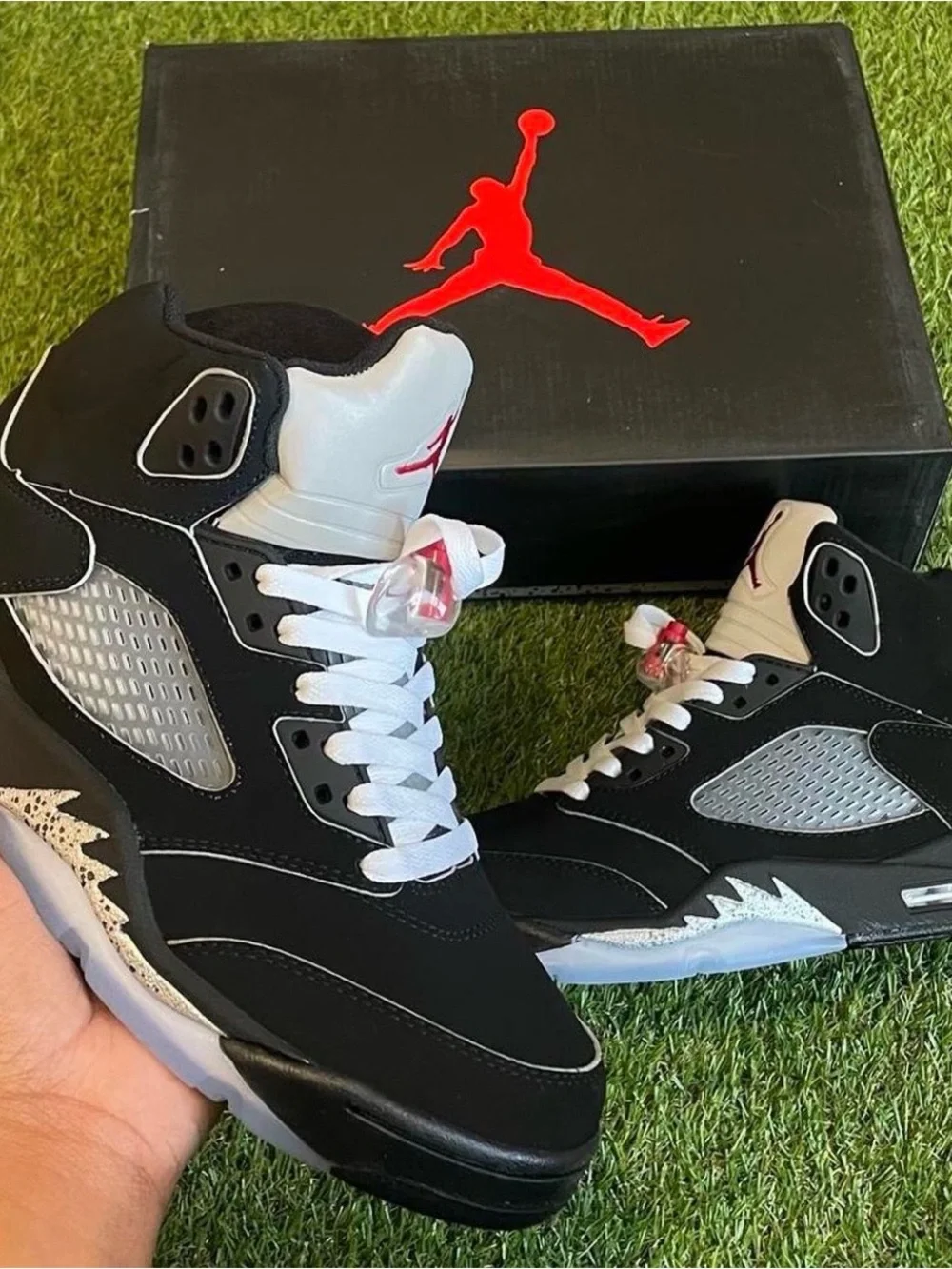 Jordan Men's Black and White High-Top Sneakers